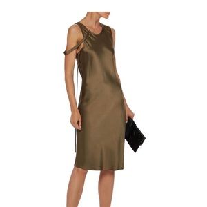 NWT Helmut Lang Double Satin Strap-Detailed Dress Size 12